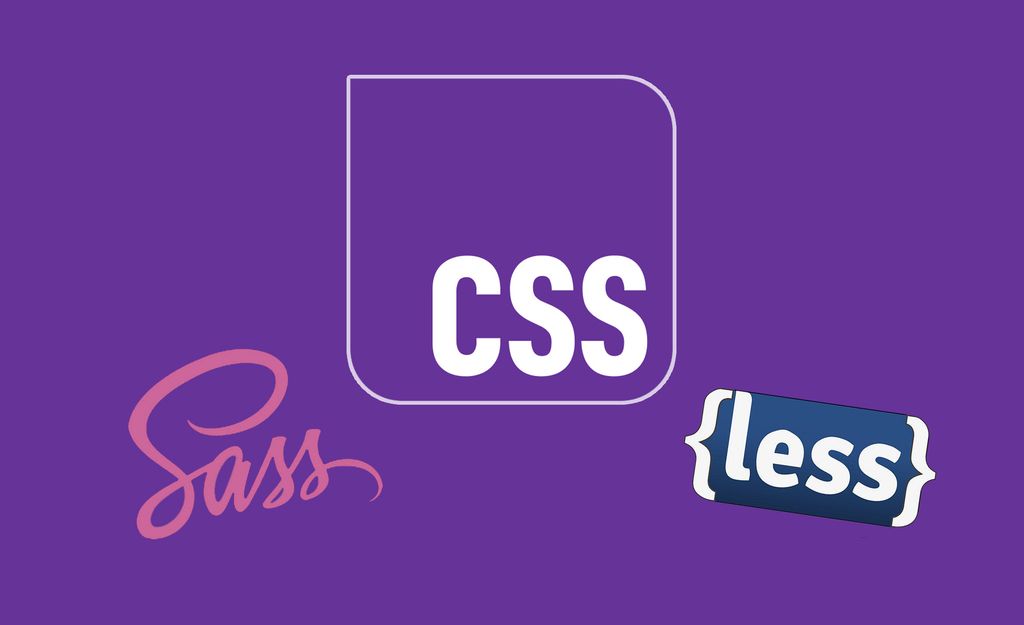 The less and SCSS logos surrounding the CSS logo